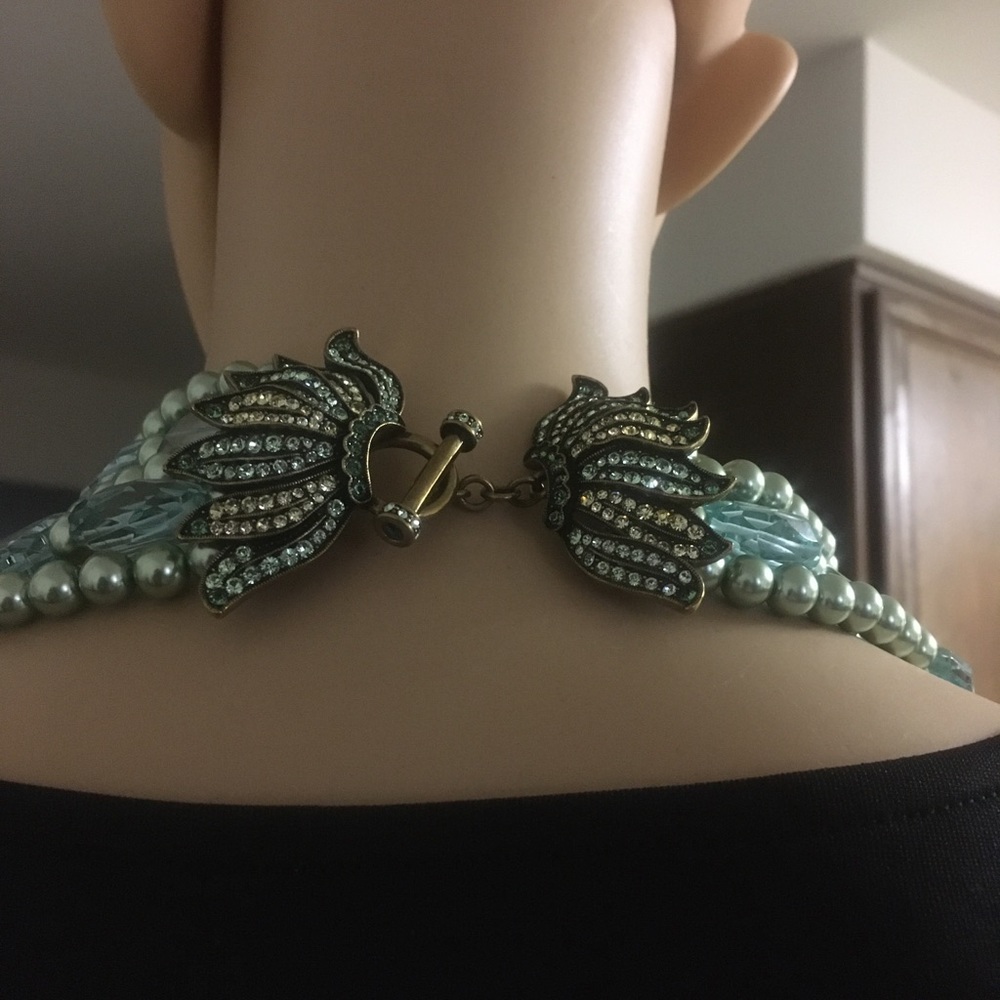 Heidi Daus Facetted Aqua Glass & Pearls Necklace - Picture 8 of 13
